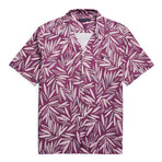 Bamboo Leaf Print Resort Shirt // Purple (XL)