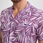 Bamboo Leaf Print Resort Shirt // Purple (XL)