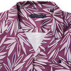 Bamboo Leaf Print Resort Shirt // Purple (XL)