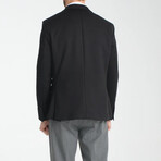 Slim Fit Notch Collar Double Button Plain Blazer // Black (Euro: 54)