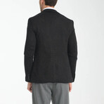 Slim Fit Notch Collar One Button Splat Patterned Blazer // Black (Euro: 54)
