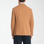 Slim Fit Notch Collar Double Button Plain Blazer // Tan (Euro: 48)