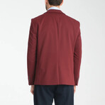 Slim Fit Notch Collar Double Button Plain Blazer // Burgundy (Euro: 50)