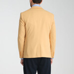 Slim Fit Notch Collar Double Button Plain Blazer // Yellow (Euro: 56)
