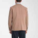 Slim Fit Notch Collar Double Button Plain Blazer // Light Brown (Euro: 56)