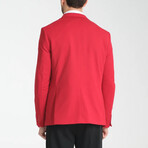 Slim Fit Notch Collar Double Button Plain Blazer // Red (Euro: 48)