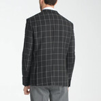 Slim Fit Notch Collar Double Button Windowpane Blazer // Black (Euro: 58)