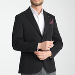 Slim Fit Notch Collar Double Button Plain Blazer // Black (Euro: 54)