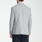 Slim Fit Notch Collar Double Button Windowpane Blazer // Light Gray (Euro: 50)