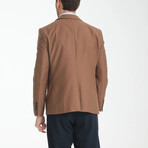 Slim Fit Notch Collar One Button Patterned Blazer // Brown (Euro: 48)