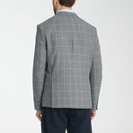 Slim Fit Notch Collar Double Button Windowpane Blazer // Gray (Euro: 52)