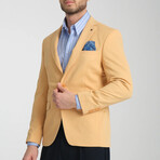 Slim Fit Notch Collar Double Button Plain Blazer // Yellow (Euro: 56)