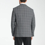 Slim Fit Notch Collar Double Button Windowpane Blazer // Dark Gray (Euro: 50)