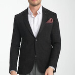 Slim Fit Notch Collar One Button Splat Patterned Blazer // Black (Euro: 54)