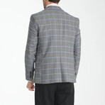 Slim Fit Notch Collar One Button Windowpane Blazer // Dark Gray Melange (Euro: 50)