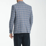 Slim Fit Notch Collar One Button Windowpane Blazer // Blue Melange (Euro: 52)