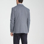Slim Fit Notch Collar One Button Striped Patterned Blazer // Navy Blue (Euro: 48)