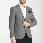 Slim Fit Notch Collar Double Button Plain Blazer // Gray (Euro: 54)
