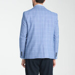Slim Fit  Notch Collar One Button Windowpane Blazer // Light Blue (Euro: 50)