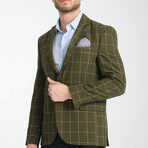 Slim Fit Notch Collar Double Button Windowpane Blazer // Khaki (Euro: 56)