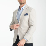 Slim Fit Notch Collar One Button Patterned Blazer // Beige (Euro: 44)