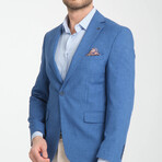 Slim Fit Notch Collar One Button Plain Blazer // Blue Melange (Euro: 50)