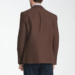 Slim Fit Notch Collar Double Button Plain Blazer // Dark Brown (Euro: 50)