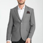 Slim Fit Notch Collar Double Button Plain Blazer // Gray (Euro: 54)