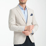 Slim Fit Notch Collar One Button Patterned Blazer // Beige (Euro: 44)