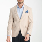Slim Fit Notch Collar One Button Patterned Blazer // Light Peach (Euro: 58)
