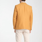 Slim Fit Notch Collar Double Button Plain Blazer // Mustard (Euro: 56)