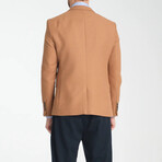 Slim Fit Notch Collar Double Button Plain Blazer // Camel (Euro: 48)