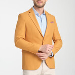 Slim Fit Notch Collar Double Button Plain Blazer // Mustard (Euro: 56)