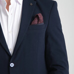 Slim Fit Notch Collar Double Button Plain Blazer // Navy Blue (Euro: 56)