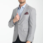 Slim Fit Notch Collar One Button Patterned Blazer // Light Gray (Euro: 54)