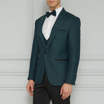 Slim Fit Pointed Collar One Button Sequin Blazer // Green (Euro: 48)