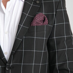 Slim Fit Notch Collar Double Button Windowpane Blazer // Black (Euro: 58)