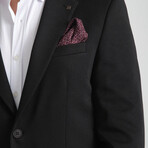 Slim Fit Notch Collar Double Button Plain Blazer // Black (Euro: 54)