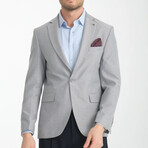 Slim Fit Notch Collar One Button Patterned Blazer // Light Gray (Euro: 54)