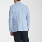 Slim Fit Notch Collar One Button Patterned Blazer // Light Blue (Euro: 50)