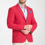 Slim Fit Notch Collar Double Button Plain Blazer // Fuschia (Euro: 50)