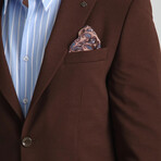 Slim Fit Notch Collar Double Button Plain Blazer // Brown (Euro: 54)