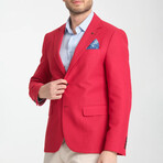 Slim Fit Notch Collar Double Button Plain Blazer // Fuschia (Euro: 50)
