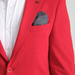 Slim Fit Notch Collar Double Button Plain Blazer // Red (Euro: 48)