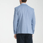 Slim Fit Notch Collar One Button Patterned Blazer // Blue (Euro: 50)