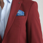 Slim Fit Notch Collar Double Button Plain Blazer // Burgundy (Euro: 50)
