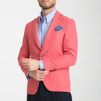 Slim Fit Notch Collar Double Button Plain Blazer // Pink (Euro: 50)