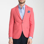 Slim Fit Notch Collar Double Button Plain Blazer // Pink (Euro: 50)