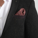 Slim Fit Notch Collar One Button Splat Patterned Blazer // Black (Euro: 54)