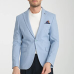 Slim Fit Notch Collar One Button Patterned Blazer // Light Blue (Euro: 50)